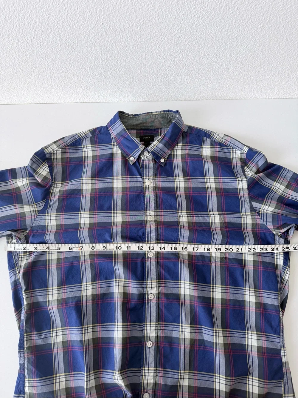 J. Crew Tartan Plaid Button Down Shirt Men's XL Blue Cotton-Long Sleeve